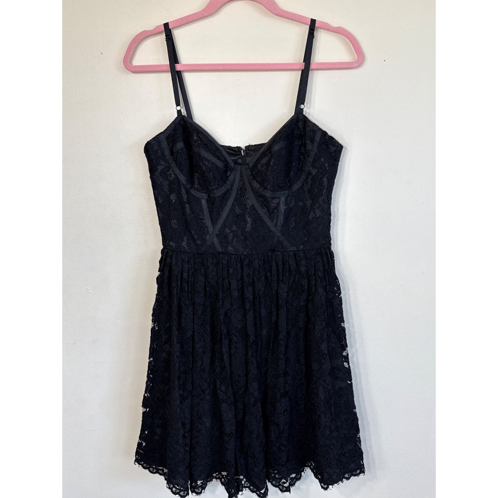 Jill Stuart Black Lace Mini Dress Goth, Sexy, Adjustable Straps Size 8
